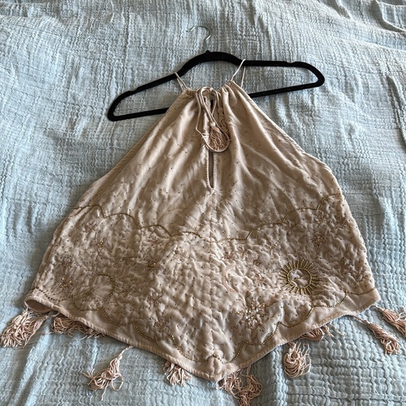 NWT FREE PEOPLE BLUSH EMBELLISHED VELVET MIDNIGHT MAGIC TANK TOP - Picture 5 of 9